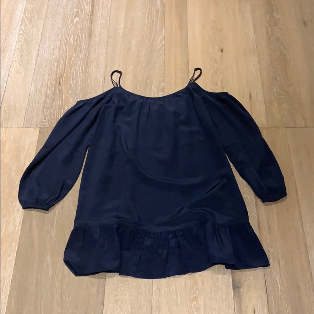 Navy off the shoulder mini dress